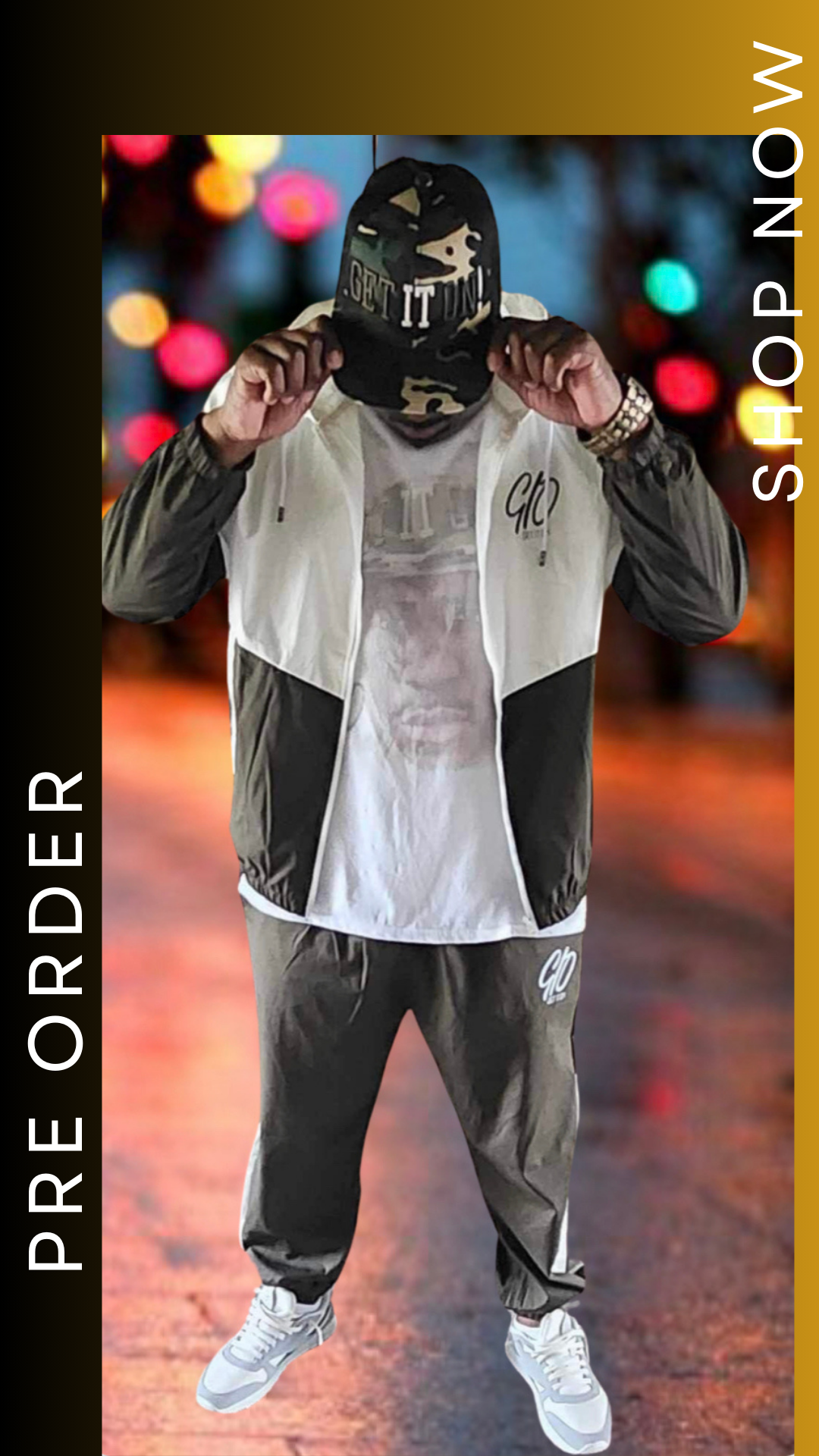 GIO GREEN & WHITE WINDBREAKER SET