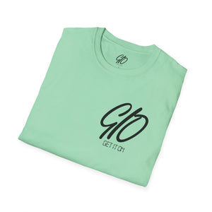 Multi Color GIO Verb Black Letters Unisex Softstyle T-Shirt
