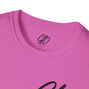 Multi Color GIO Verb Black Letters Unisex Softstyle T-Shirt