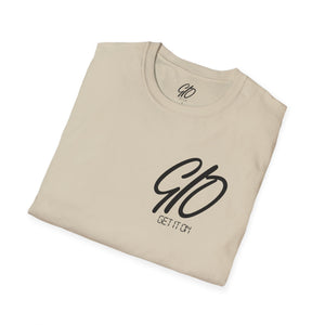 Multi Color GIO Verb Black Letters Unisex Softstyle T-Shirt
