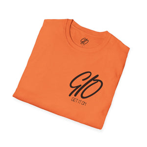Multi Color GIO Verb Black Letters Unisex Softstyle T-Shirt