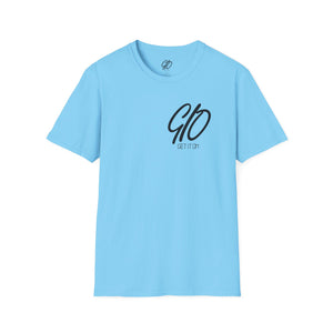 Multi Color GIO Verb Black Letters Unisex Softstyle T-Shirt