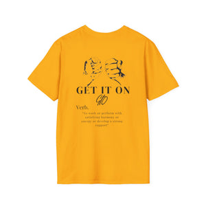 Multi Color GIO Verb Black Letters Unisex Softstyle T-Shirt