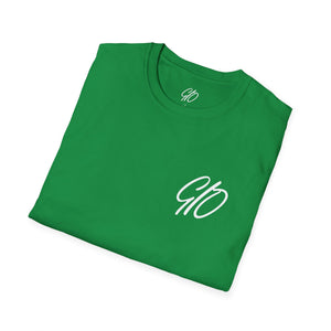Multi Colored GIO Verb White Letters Unisex Softstyle T-Shirt