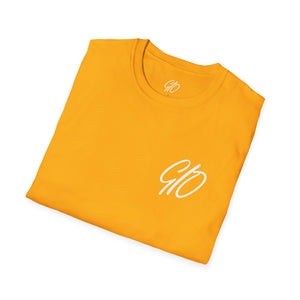 Multi Colored GIO Verb White Letters Unisex Softstyle T-Shirt