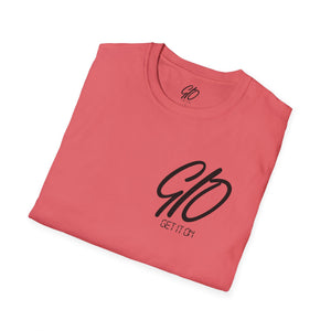 Multi Color GIO Verb Black Letters Unisex Softstyle T-Shirt