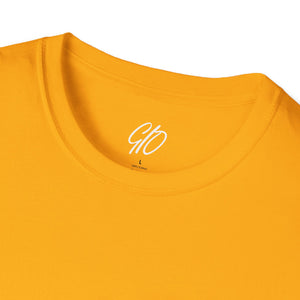 Multi Colored GIO Verb White Letters Unisex Softstyle T-Shirt
