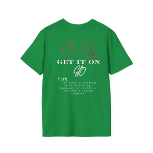 Multi Colored GIO Verb White Letters Unisex Softstyle T-Shirt