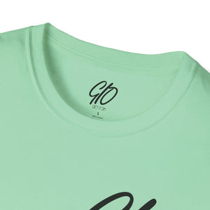 Multi Color GIO Verb Black Letters Unisex Softstyle T-Shirt