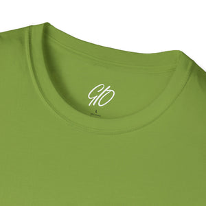 Multi Colored GIO Verb White Letters Unisex Softstyle T-Shirt