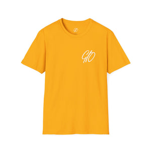 Multi Colored GIO Verb White Letters Unisex Softstyle T-Shirt