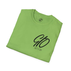 Multi Color GIO Verb Black Letters Unisex Softstyle T-Shirt