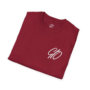 Multi Colored GIO Verb White Letters Unisex Softstyle T-Shirt