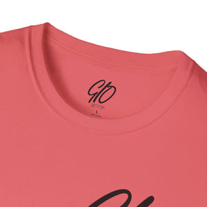 Multi Color GIO Verb Black Letters Unisex Softstyle T-Shirt