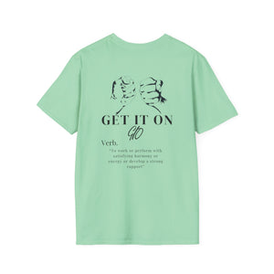 Multi Color GIO Verb Black Letters Unisex Softstyle T-Shirt