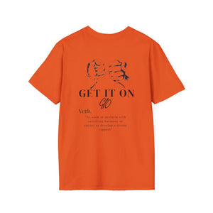 Multi Color GIO Verb Black Letters Unisex Softstyle T-Shirt