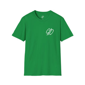 Multi Colored GIO Verb White Letters Unisex Softstyle T-Shirt