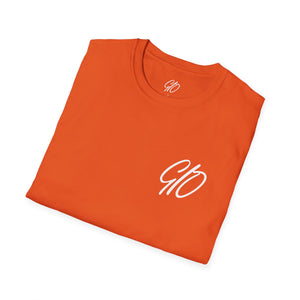 Multi Colored GIO Verb White Letters Unisex Softstyle T-Shirt