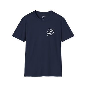 Multi Colored GIO Verb White Letters Unisex Softstyle T-Shirt