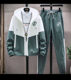 GIO GREEN & WHITE WINDBREAKER SET