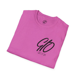 Multi Color GIO Verb Black Letters Unisex Softstyle T-Shirt