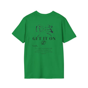 Multi Color GIO Verb Black Letters Unisex Softstyle T-Shirt