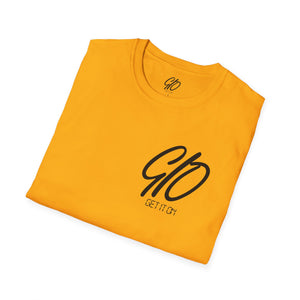 Multi Color GIO Verb Black Letters Unisex Softstyle T-Shirt