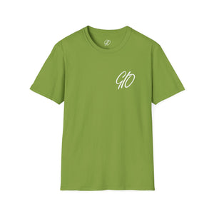 Multi Colored GIO Verb White Letters Unisex Softstyle T-Shirt
