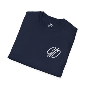 Multi Colored GIO Verb White Letters Unisex Softstyle T-Shirt