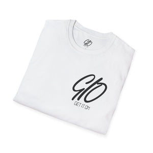 Multi Color GIO Verb Black Letters Unisex Softstyle T-Shirt
